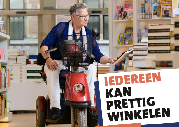 rolstoeler is op zoek naar een boek